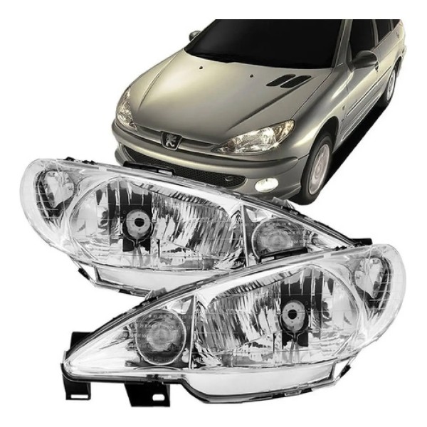 Farol Peugeot 206 E 206 Sw 2005 A 2008 Foco Simples Liso