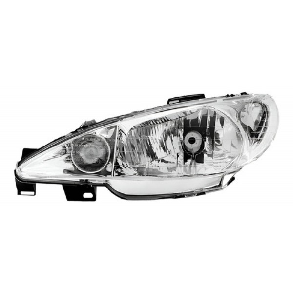 Farol Peugeot 206 2003/ Cromado Lente Lisa Foco Simples
