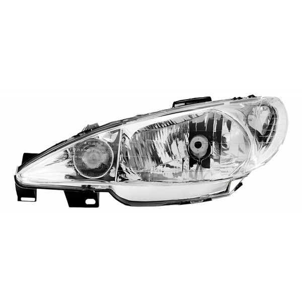 Farol Peugeot 206 2003/ Cromado Lente Lisa Foco Simples
