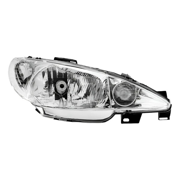 Farol Peugeot 206 2003/ Cromado Lente Lisa Foco Simples
