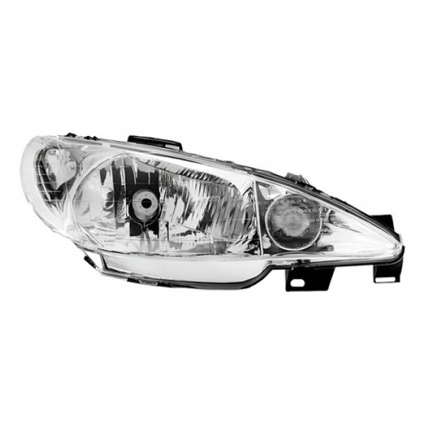 Farol Peugeot 206 2003/ Cromado Lente Lisa Foco Simples