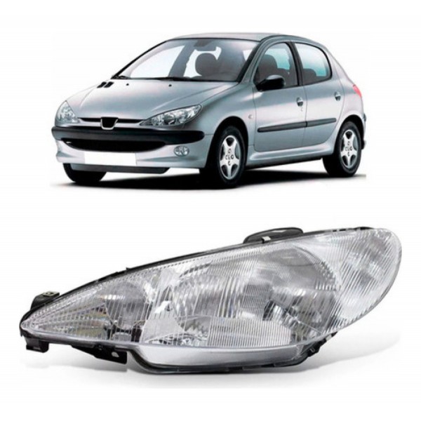 Farol Peugeot 206 1998 1999 2000 A 2003 Foco Simples Raiado