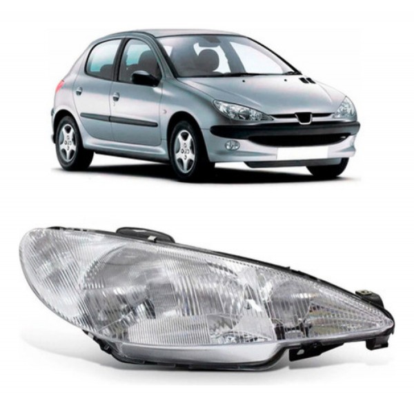 Farol Peugeot 206 1998 1999 2000 A 2003 Foco Simples Raiado