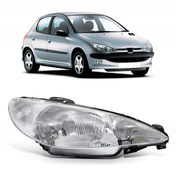 Farol Peugeot 206 1998 1999 2000 A 2003 Foco Simples Raiado