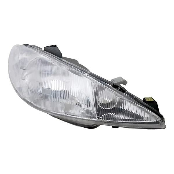 Farol Peugeot 206 1999 A 2001 Cromado Lente Raiada