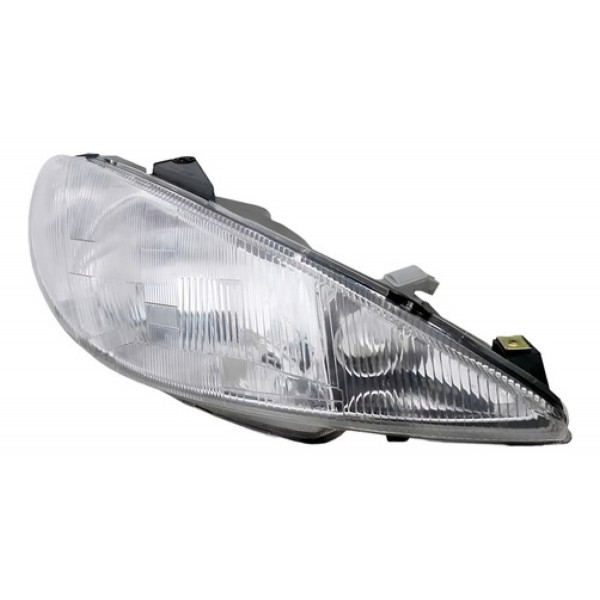 Farol Peugeot 206 1999 A 2001 Cromado Lente Raiada