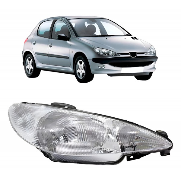 Farol Para Peugeot 206 98 99 2000 A 2003 Foco Simples Raiado