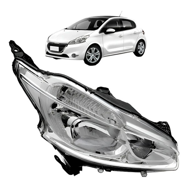Farol Peugeot 208 2012 A 2016 Manual Cromado S/led