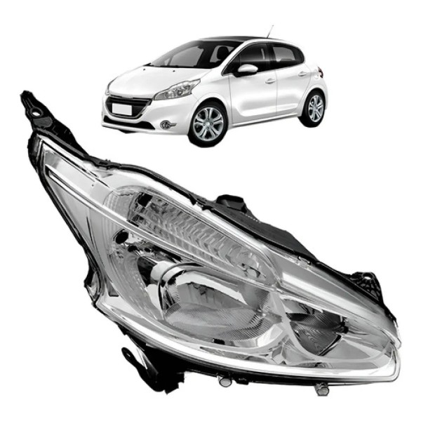 Farol Peugeot 208 2012 A 2016 Manual Cromado S/led