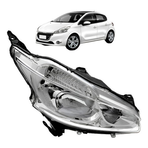 Farol Para Peugeot 208 2012 A 2016 Manual Cromado S/led