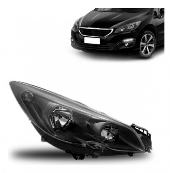 Farol Para Peugeot 308 2016 A 2019 Fume Negro Manual