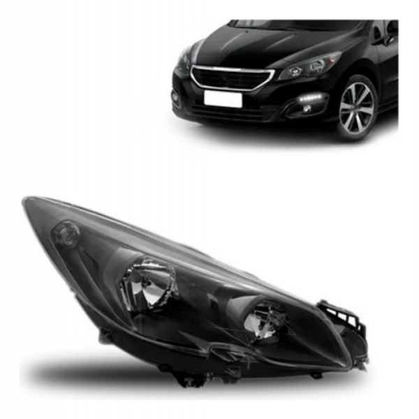 Farol Para Peugeot 308 2016 A 2019 Fume Negro Manual
