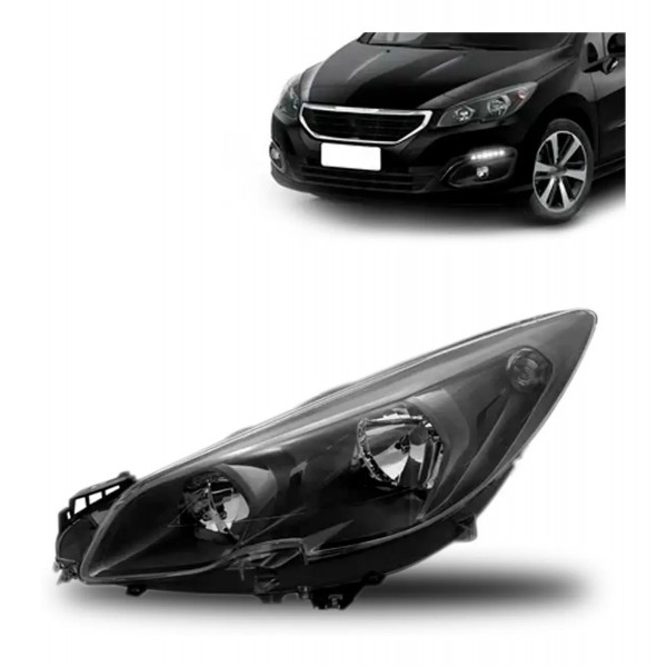 Farol Para Peugeot 308 2016 A 2019 Fume Negro Manual