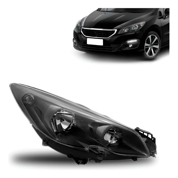 Farol Para Peugeot 308 2016 A 2019 Fume Negro Manual