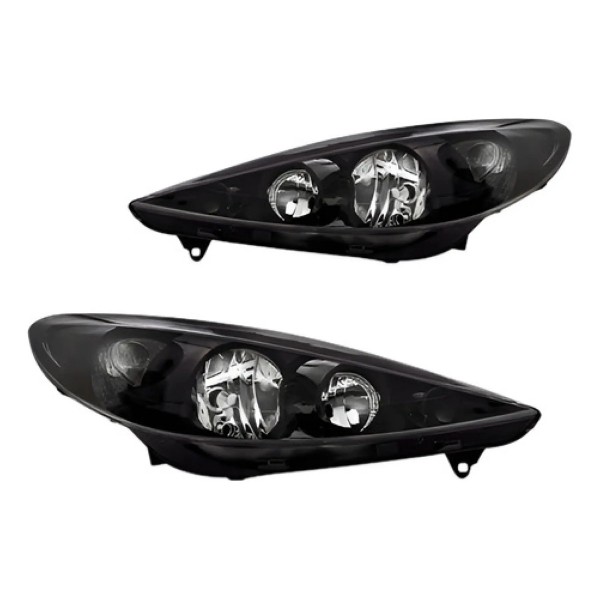 Par Farol Para Peugeot 207 2009 10 11 12 2013 Máscara Negra