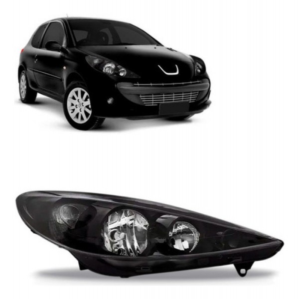 Farol Peugeot 207 09 2010 2011 12 2013 Máscara Negra Oferta