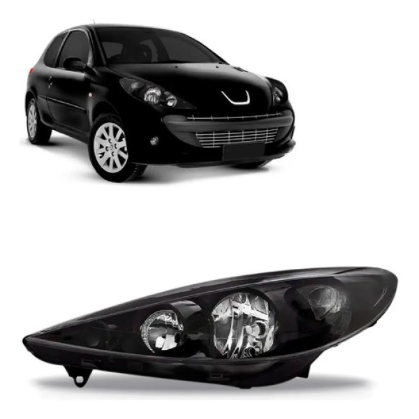 Farol Peugeot 207 09 2010 2011 12 2013 Máscara Negra Oferta