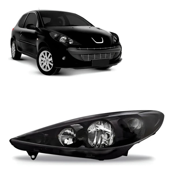 Farol Peugeot 207 09 2010 2011 12 2013 Máscara Negra Oferta
