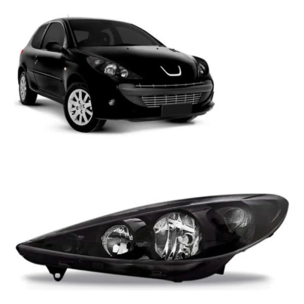 Farol Peugeot 207 09 2010 2011 12 2013 Máscara Negra Oferta