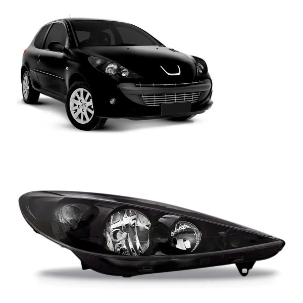 Farol Peugeot 207 09 2010 2011 12 2013 Máscara Negra Oferta