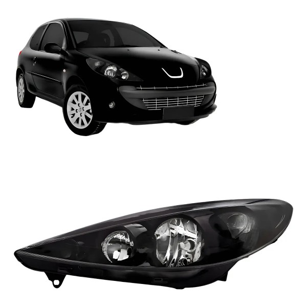 Farol Para Peugeot 207 09 2010 11 12 13 Máscara Negra Ofert