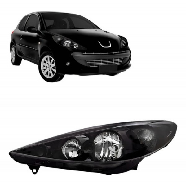 Farol Para Peugeot 207 09 2010 11 12 13 Máscara Negra Ofert