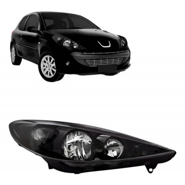 Farol Para Peugeot 207 09 2010 11 12 13 Máscara Negra Ofert
