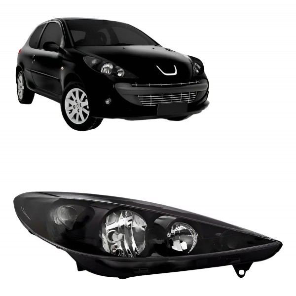 Farol Para Peugeot 207 09 2010 11 12 13 Máscara Negra Ofert