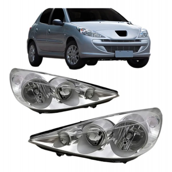 Par Farol Para Peugeot 207 09 2010 2011 12 13 Manual Cromado