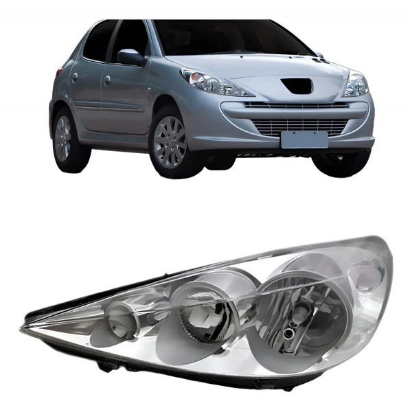 Farol Para Peugeot 207 09 2010 2011 2012 2013 Manual Cromado