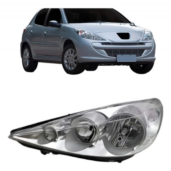 Farol Para Peugeot 207 09 2010 2011 2012 2013 Manual Cromado