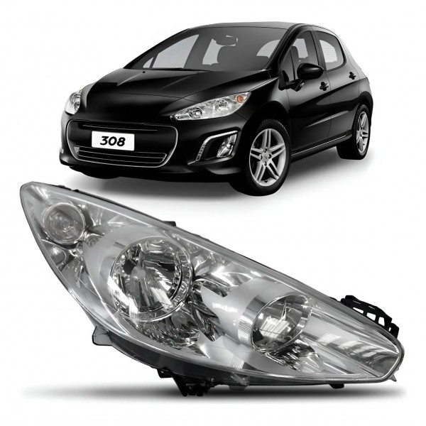 Farol Peugeot 308 2012 A 2015 Manual Com Soquete