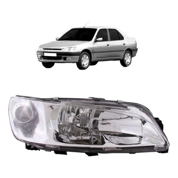 Farol Peugeot 306 1999 2000 01 02 2003 Foco Duplo Lente Lisa