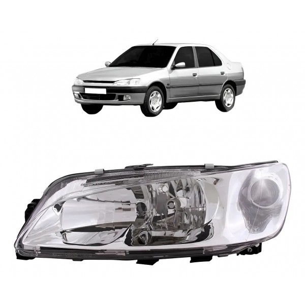 Farol Peugeot 306 1999 2000 01 02 2003 Foco Duplo Lente Lisa