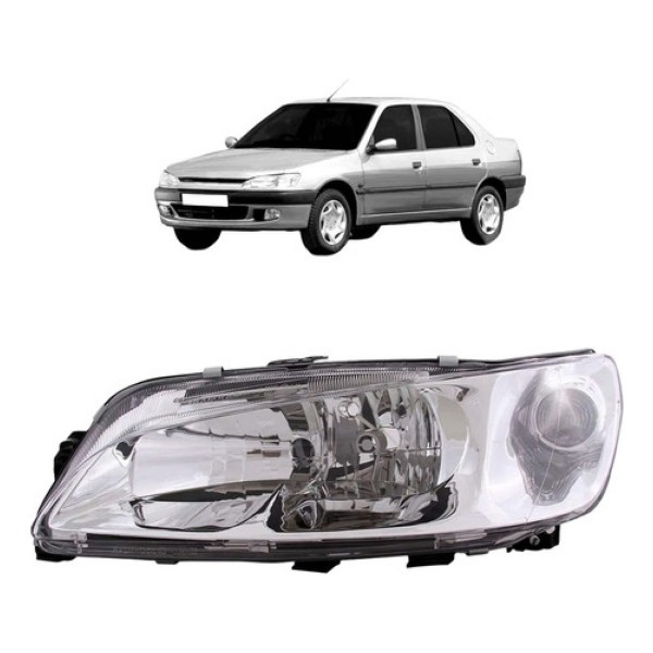 Farol Peugeot 306 1999 2000 01 02 2003 Foco Duplo Lente Lisa