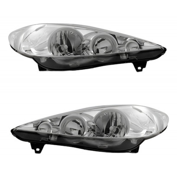 Jogo Farol Para Peugeot 207 09 2010 11 12 13 Manual Cromado