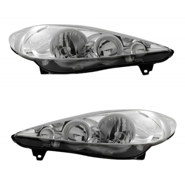 Jogo Farol Peugeot 207 2009 2010 2011 12 2013 Manual Cromado