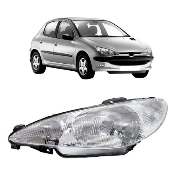 Farol Para Peugeot 206 99 2000 01 02 2003 Raiado C/garantia
