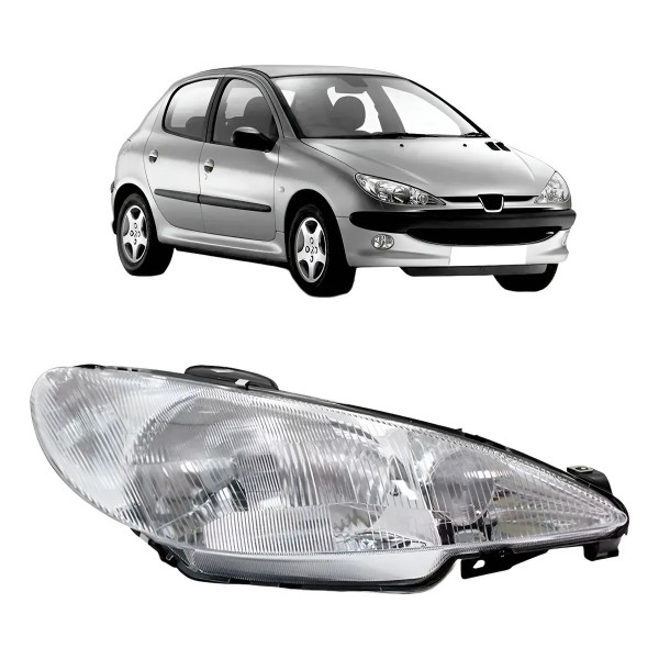 Farol Para Peugeot 206 99 2000 01 02 2003 Raiado C/garantia