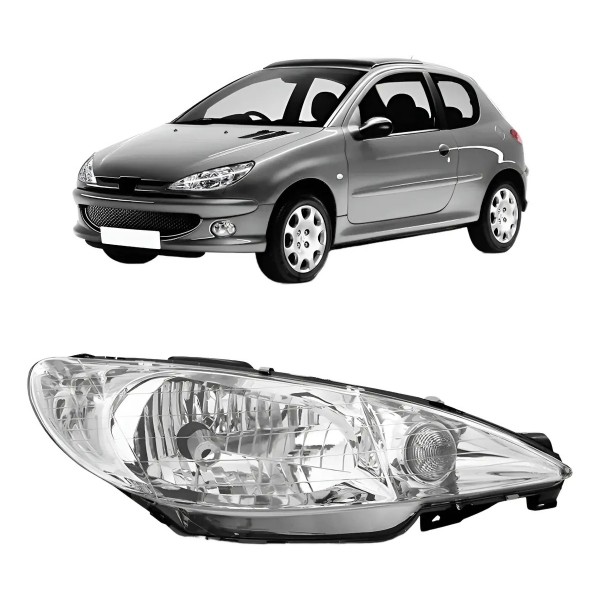 Farol Peugeot 206 E 206 Sw Ano 00 Ao 06 Foco Simples Liso