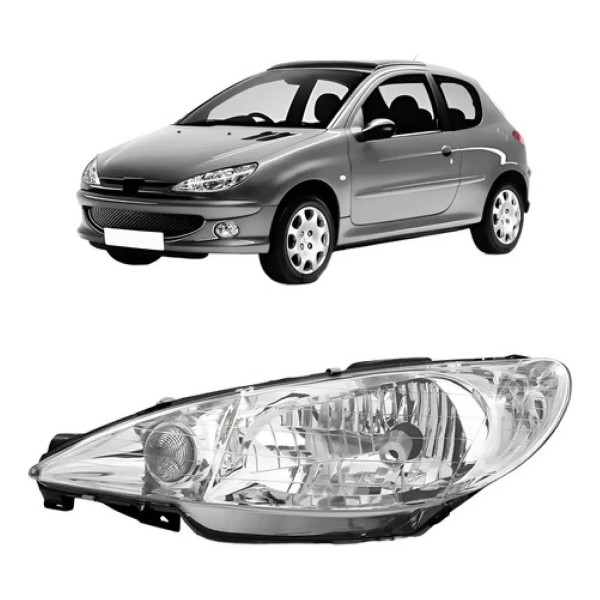 Farol Peugeot 206 E 206 Sw Ano 00 Ao 06 Foco Simples Liso