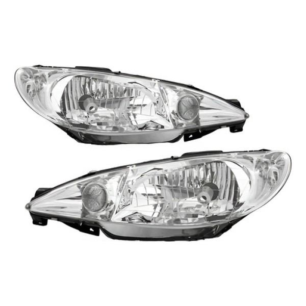 Par Farol Peugeot 206 E 206 Sw 2000 A 2006 Foco Simples Liso