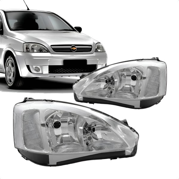 Farol Corsa 2003 2004 2005 2006 2007 Cromado Esquerdo/motorista