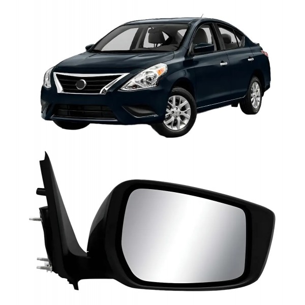 Retrovisor Elétrico Versa 2016 A 2019 C/ Capa Preta