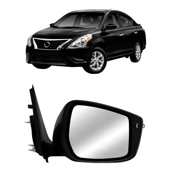 Retrovisor Versa 2016 A 2019 C/pisca (fino) Preto Liso