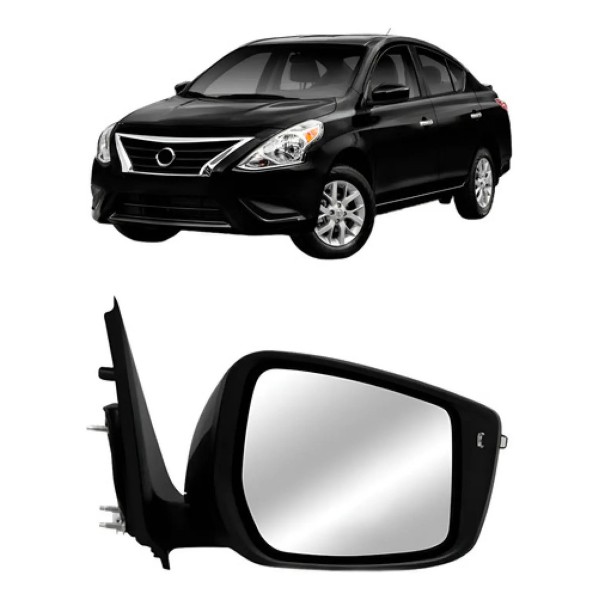 Retrovisor Versa 2016 A 2019 C/pisca (fino) Preto Liso