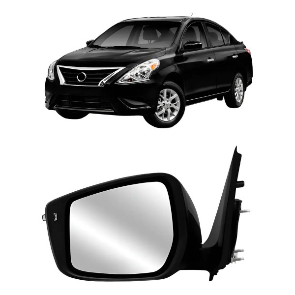 Retrovisor Versa 2016 A 2019 C/pisca (fino) Preto Liso