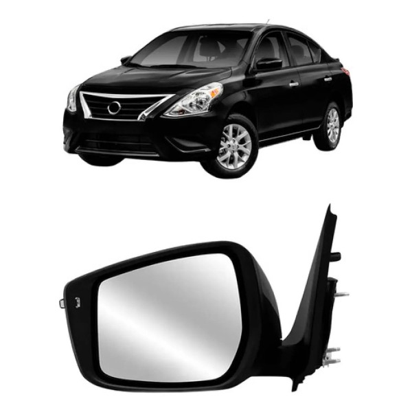 Retrovisor Versa 2016 A 2019 C/pisca (fino) Preto Liso