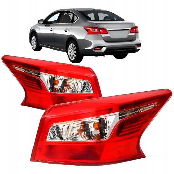 Par Lanterna Traseira Sentra 2017 2018 Canto Com Led Ambos Lados Bicolor