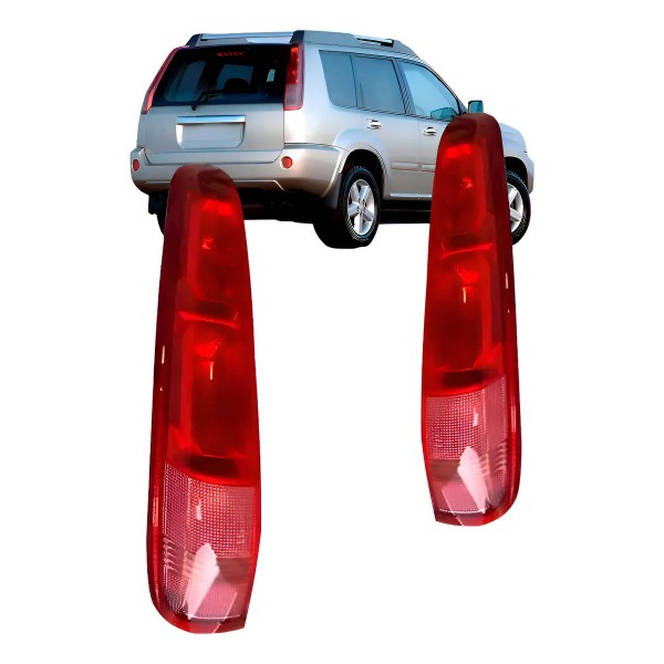 Par Lanterna Traseira X-trail 2005 A 2008 Lente Vermelha Ambos Lados Vermelho